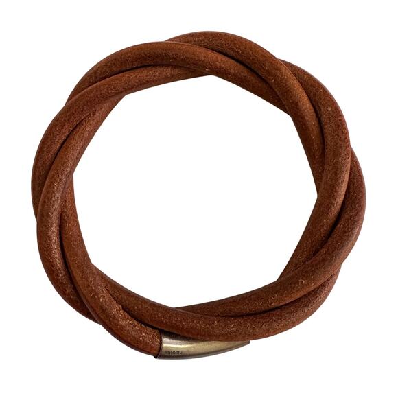Hermes Brown Leather Tornado Bracelet - Picture 9 of 11